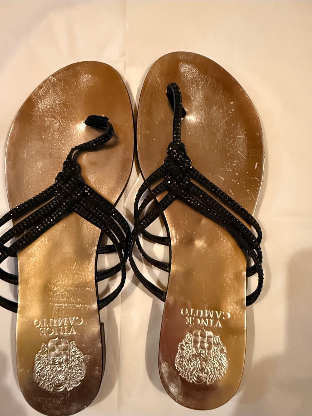 Vince Camuto Black Beaded Strappy Sandals